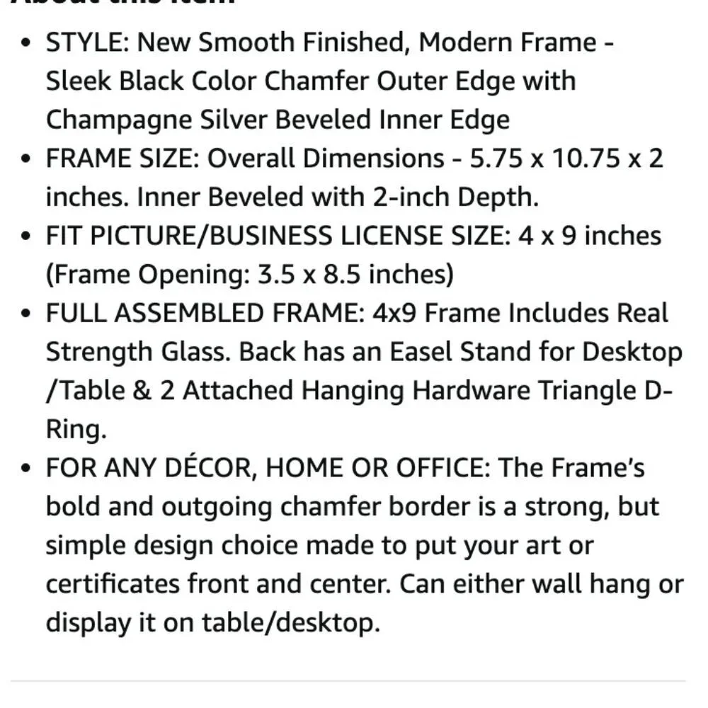Business license frame, black and silver wood NWT - Picture 5 of 5